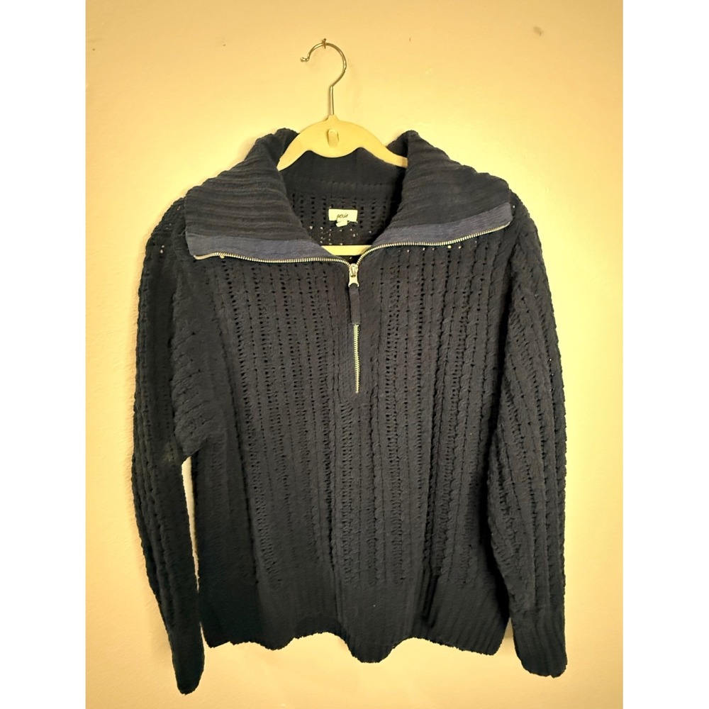 Aerie Quarter Zip Sweater Womens Small Navy Blue Good Cable Knit Pullover